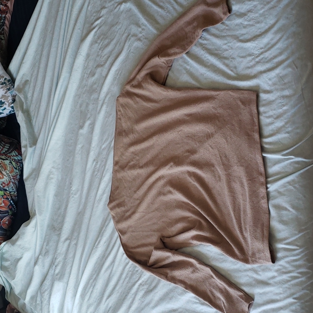 Cute brown/beige sweater with interesting neck line